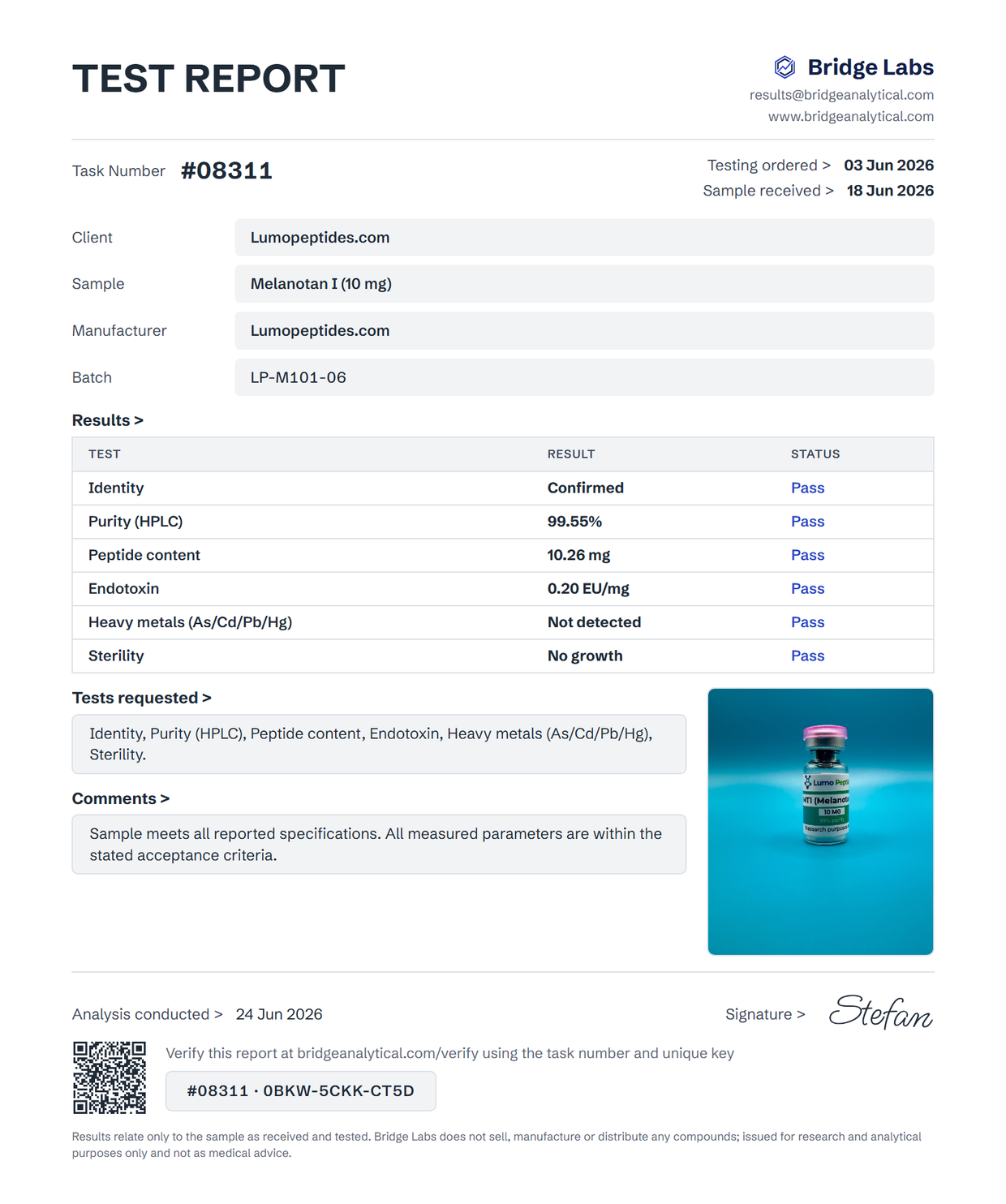 MT1 10 mg analysecertificaat